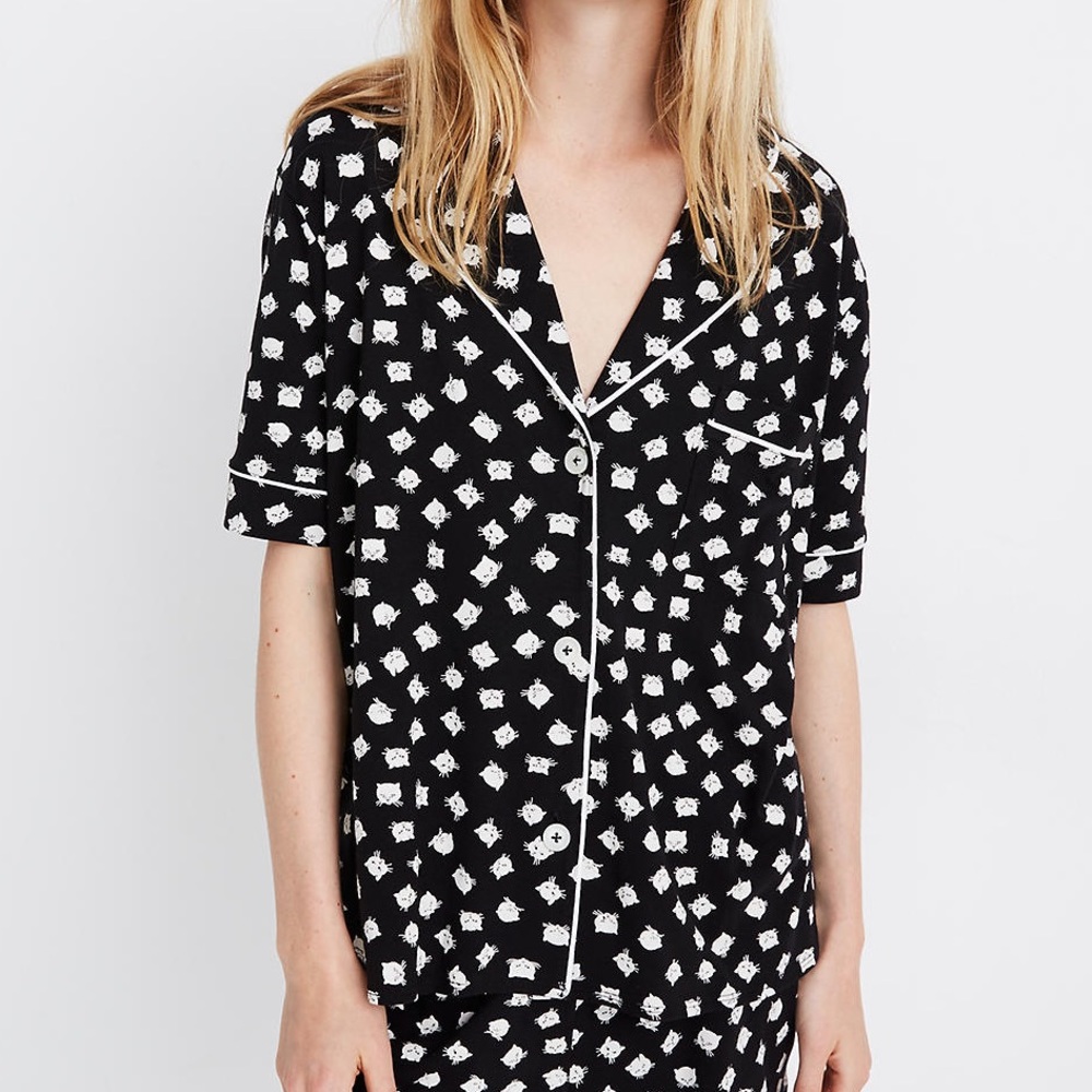 Madewell Knit Bedtime Pajama Top in Cat Person